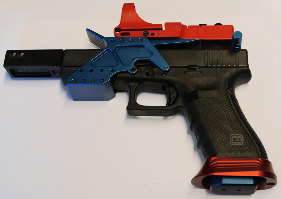 Talon chargeur Alu TONI SYSTEM pour pistolets Glock Standard +2 coups (monté) - Cliquer pour agrandir