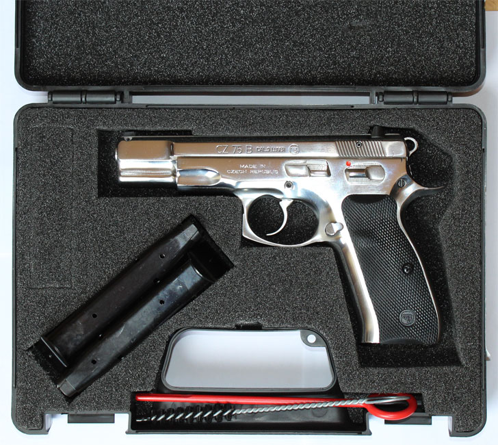 Pistolet CZ 75 B Inox brillant Glossy en mallette - Cliquer pour agrandir