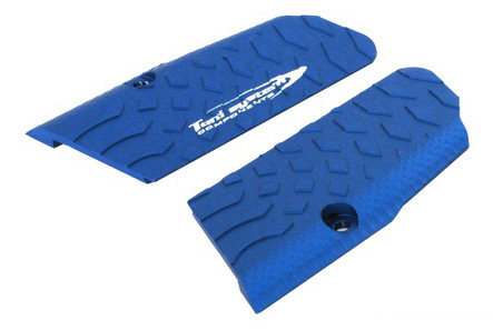 Plaquettes Alu TONI SYSTEM VIBRAM GRIPS pour pistolets Tanfoglio HC (Grande Carcasse) courtes couleur Bleu - Cliquer pour agrandir