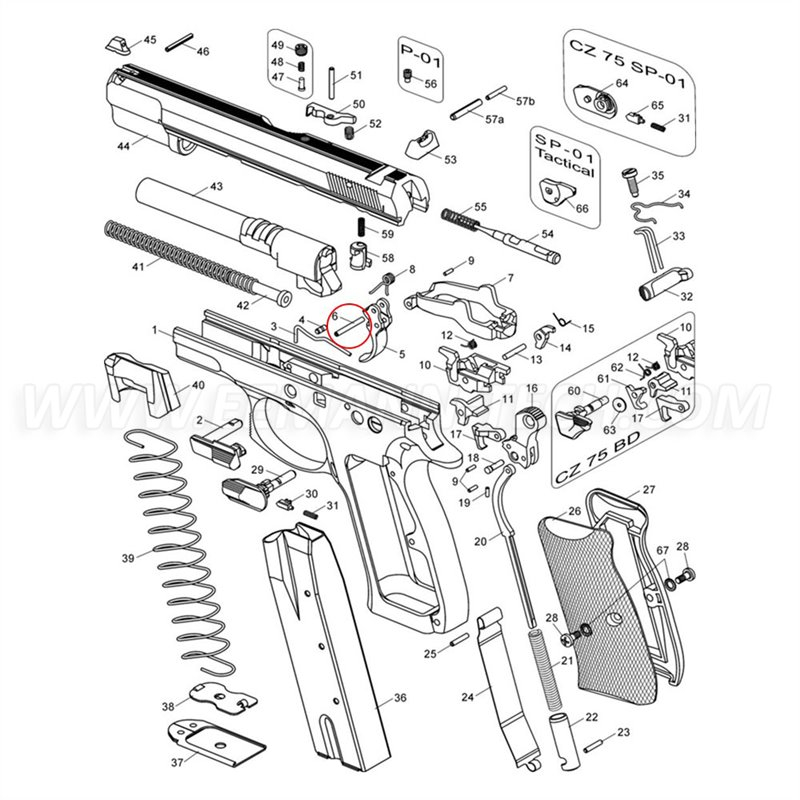 Axe de Gchette Compétition EEMANN TECH pour pistolets CZ