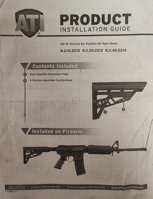 CROSSE ATI TactLite 6 positions Mil-Spec AR-15