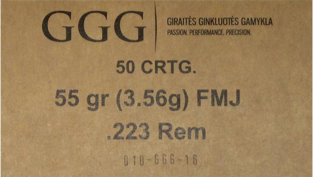 Munitions GGG 5,56X45 OTAN 55 gr FMJ (boites en caisse) - Cliquer pour agrandir