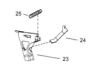 (23) Ejecteur complet avec module arrière de détente - Glock