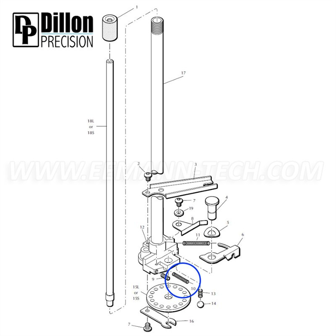 Ressort EEMANN TECH LOCATOR TAB SPRING 13624 pour Dillon XL 650 