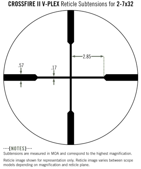 Lunette de tir VORTEX OPTICS CROSSFIRE II 2-7X32 réticule V-plex moa