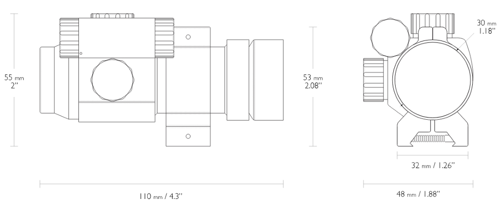 Viseur POINT ROUGE 1X30 9-11MM / WEAVER RAIL - Cliquer pour agrandir