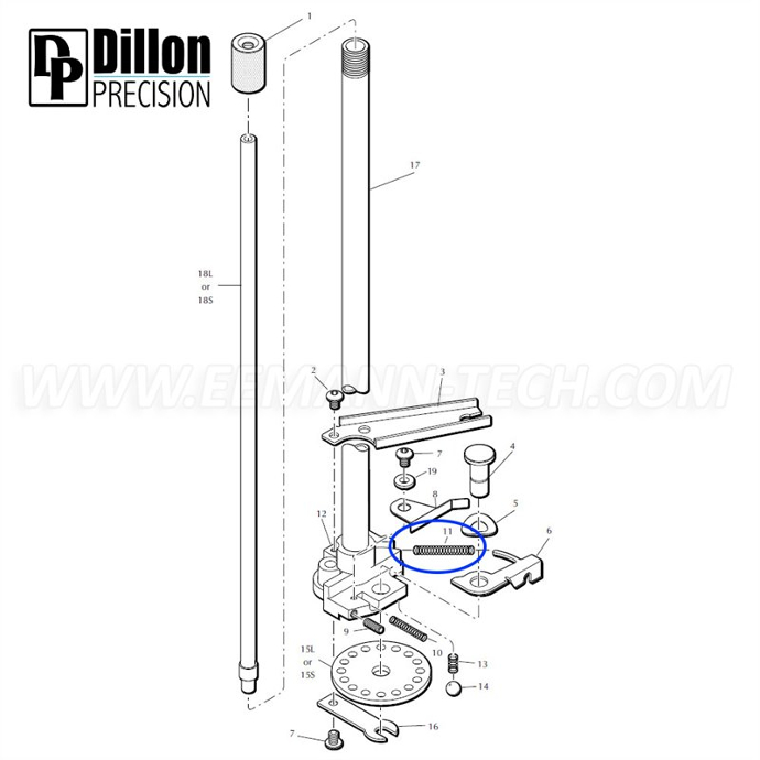 Ressort EEMANN TECH INDEXING ARM SPRING 13965 pour Dillon XL 650 