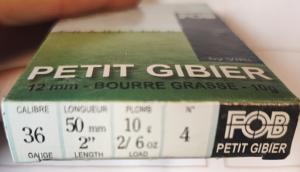 Cartouches de chasse FOB Petit Gibier 36/50 mm - PROMOTION
