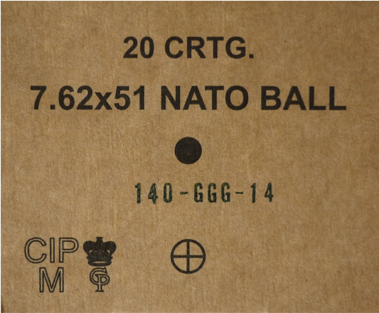 Munitions GGG 308 W 147 gr FMJ (boites et caisse) (7,62X51 OTAN) - Cliquer pour agrandir