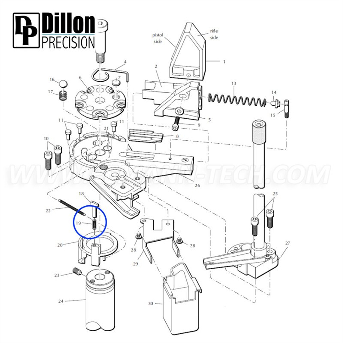 Ressort EEMANN TECH PAWL SPRING 13938 pour Dillon RL 550 - XL 650 - XL 750