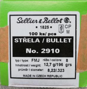 Balles Sellier & Bellot calibre 8 mm FMJ 196 gr
