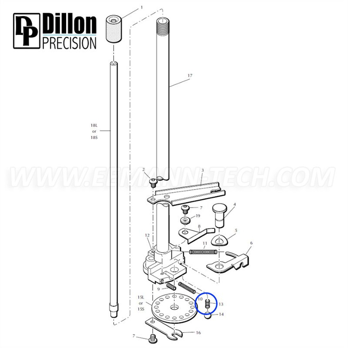 Ressort EEMANN TECH DISC DETENT SPRING 13844 pour Dillon XL 650 