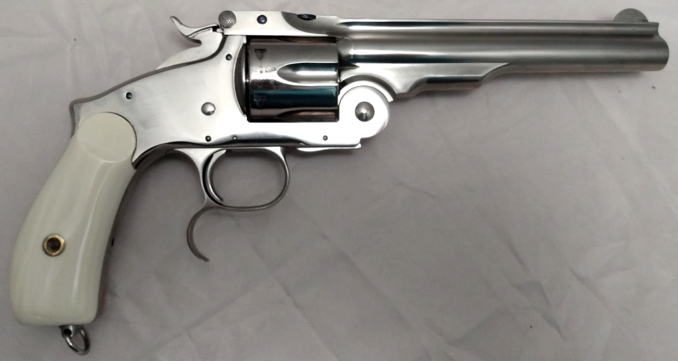 Revolver Uberti 1875 RUSSIAN Quick Draw 3ème Modèle Nickelé et plaquettes ivoirines