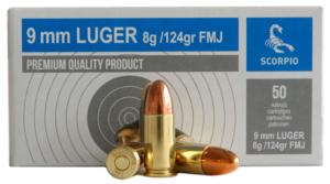 Munitions STV Scorpio Pistolet 9x19mm FMJ 124 gr