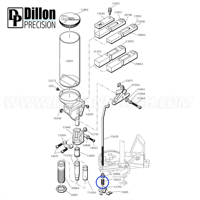 Ressort EEMANN TECH PRIMER CUP SPRING 14033 pour Dillon RL 550 - XL 650