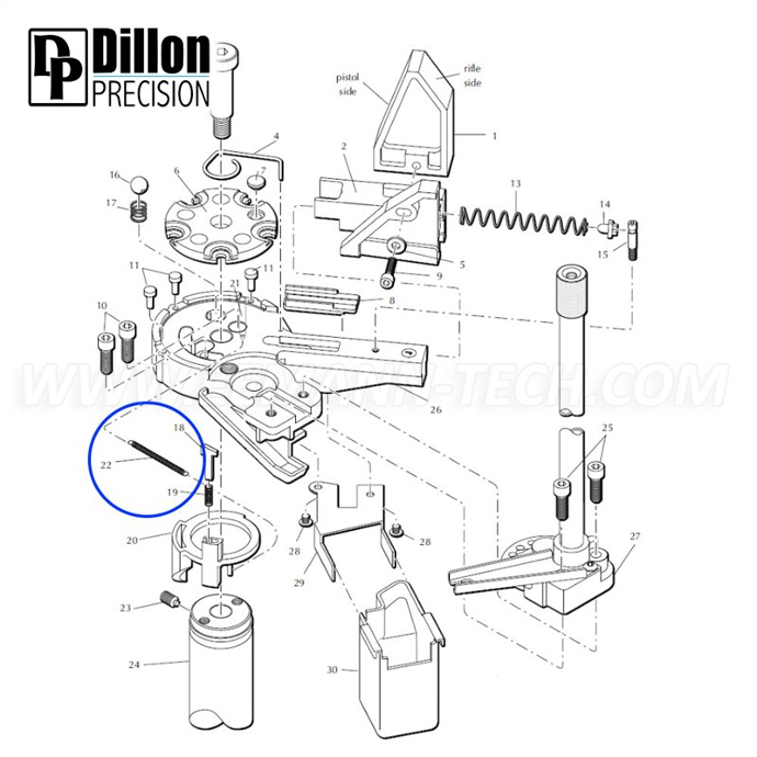 Ressort EEMANN TECH INDEXER RETURN SPRING 13791 pour Dillon XL 650 - XL 750