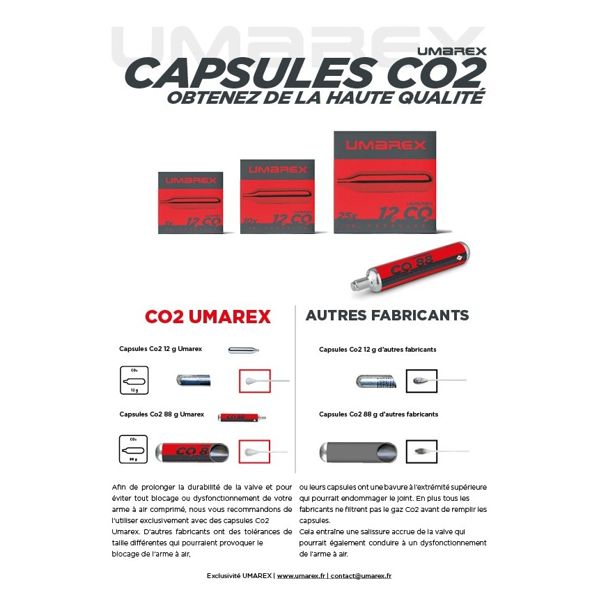 Capsules de CO2 12 G UMAREX - La boîte de 25
