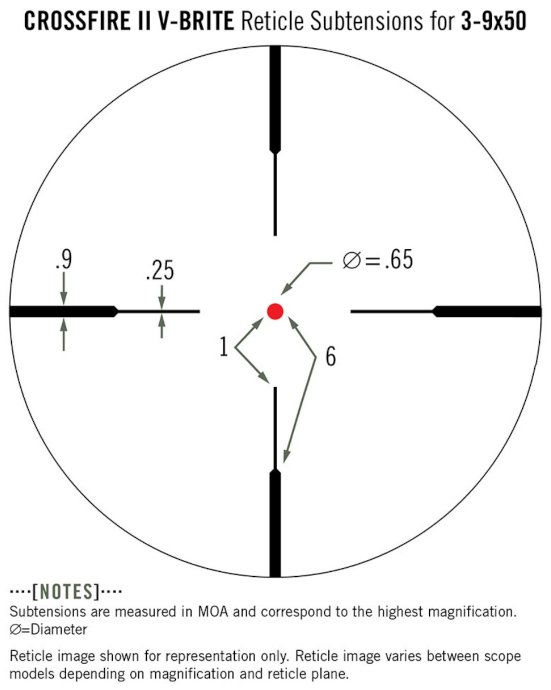 Lunette de tir VORTEX OPTICS CROSSFIRE II 3-9x50 réticule V-brite