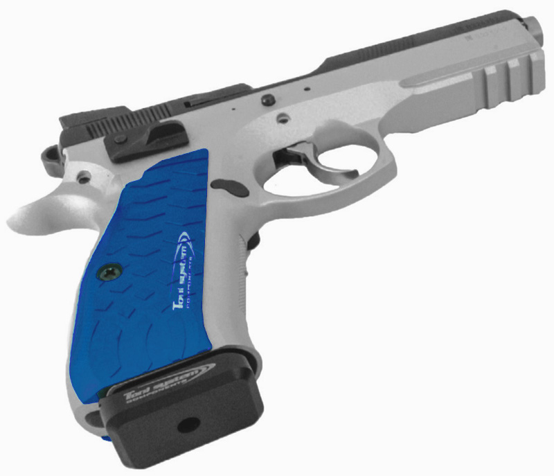 Plaquettes Alu TONI SYSTEM pour pistolets CZ 75 SP01 Shadow mont&eacute;es - Cliquer pour agrandir