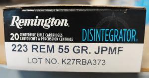 Munitions Remington 223 REM 55 gr JPMF Disintegrator (boite de 20 unités) - PROMOTION